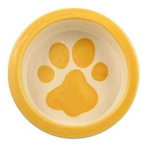  Melia ceramic dog bowl, 1 cup butter me up yellow paw dog 