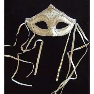  Silver Opera Wand Streamers Masquerade Fancy Mardi Gras 