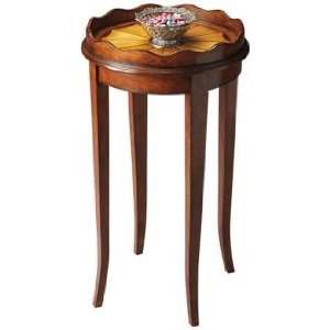    Scalloped Edge Olive Ash Burl Wood Accent Table