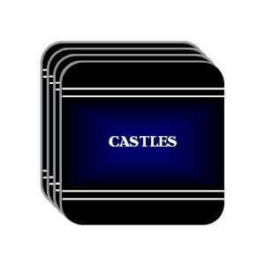   Name Gift   CASTLES Set of 4 Mini Mousepad Coasters (black design