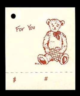 50 TEDDY BEAR HANG TAGS PERFORATED PRICE HEART CuTe!  
