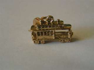 Vintage Sterling Silver Cable Car Charm Gold Plated #1  