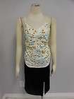 NWT WESC Beatrice Ladies White Brown blue apple print Ruched Woven top 