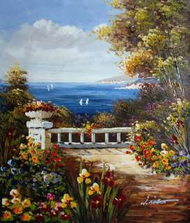 Oil Painting Mediterranean Ocean Sea View on Canvas A34  