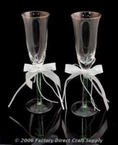 Decorated Gold Rimmed Wedding Glass Toasting Glasses  