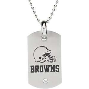  26.00mm Cleveland Browns Logo Dog Tag W/Chain: CleverEve: Jewelry