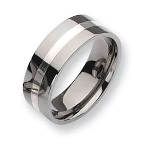   Titanium Sterling Silver Inlay 8mm Polished Band TB209 12.5: Jewelry
