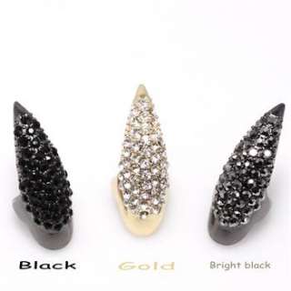 False Nail Black/ Gold/ Bright black Crystal Claw Paw Talon Finger 
