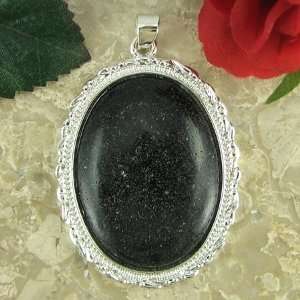  50mm silver plated goldstone flat oval pendant: Home 