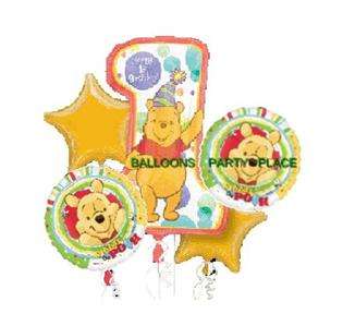 WINNIE THE POOH first birthday party decorations balloon bouquet 