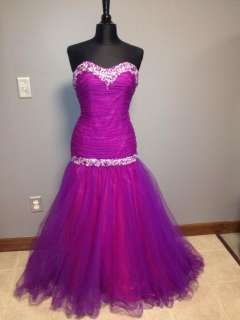 ALYCE 6600 Prom Gown Purple Fuschia Strapless Dress NWT Size 8  