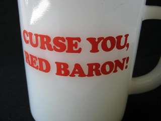 Snoopy CURSE You, Red Baron! 1965 Fire King Mug D Handle NF Condition 