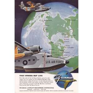 1955 USAF Ad Grumman Air Rescue Service That Others May Live Orginal 