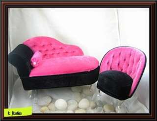 Luxury New Mini Hot Pink Velvet Sofa & Chair Set Jewellery Display 
