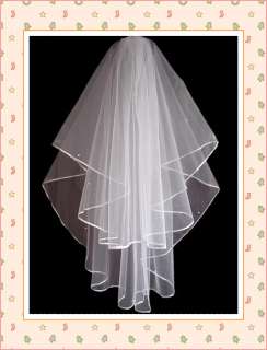   Elegant White Wedding Bridal Veil With Comb&Beads   