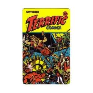   Card 2m Terrific Comics Cover #5 With Chained Woman And Gun Fighting