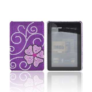 For  Kindle Fire Pink Flower Purple Bling Hard Plastic Shell 