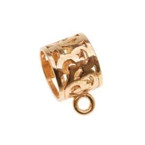  Brass Openwork Tube Bail With Ring   9mm Wide Fits 9.5mm 