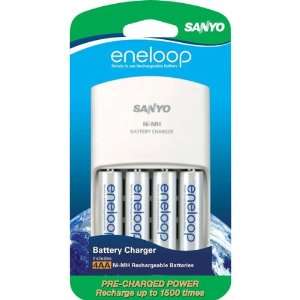  eneloop AC Charger with 4 AA Pre Charged NiMH Batteries 