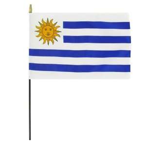  Uruguay Flag 8X12 Inch Mounted E Gloss With Fringe Patio 