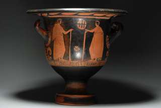 Ancient Greek Apulian Red Figure pottery Bell Krater  