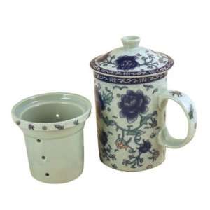    Exquisite Porcelain Tea / Coffee Cup W. Filter LG: Home & Kitchen