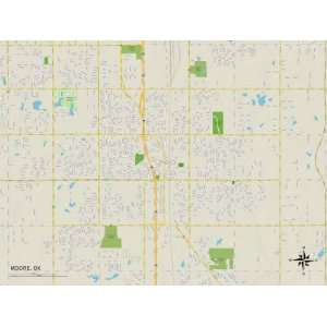  Political Map of Moore, OK Travel Premium Poster Print 