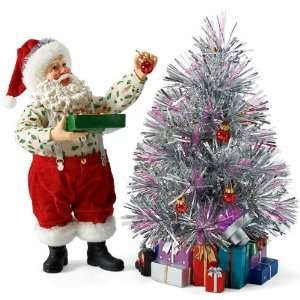   Possible Dreams *Retro* Santa Decorates Silver Tree with LED Lighting