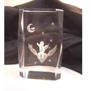   on Heart in the Sky with Stars and Moon Laser Art Crystal Paperweight