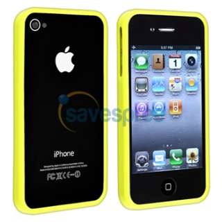 Yellow Bumper Gel Case Cover+Privacy Filter Accessory For iPhone 4 4G 