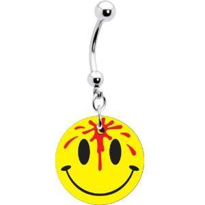  Bloody Headshot Smiley Face Belly Ring: Jewelry