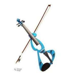  Full Size 4/4 Electric Violin Accesories Included   Blue 