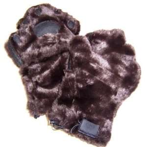   KX1000BRN Youth Small Faux Fur Mittens   Brown