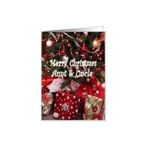  Christmas, aunt & uncle, Christmas tree and gifts Card 