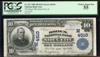 1902 PCGS CAN55 FR. 627 PB CHARTER 4510 $10 NATIONAL BANK NOTE PA193 