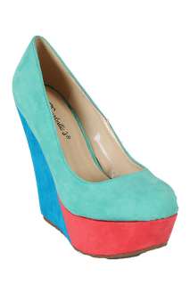 New Breckelle Cilo 08 Color block Wedge Round toe Platform Shoes Size 