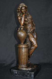 Italian Bronze Maiden Statue Signed Picanult Classic  