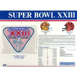  Super Bowl XXIII Patch and Game Details Card Sports 