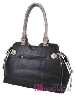   Inspired ARCADIA PU Leather STRIPE Tote Purse Bag Handbag SET Black