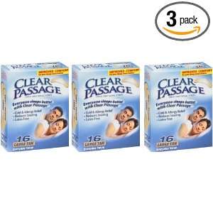  Clear Passage Drug Free Tan Large Nasal Strips, (3 PACK 