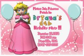 MARIO Nintendo Peach BIRTHDAY Party TICKET INVITATIONS  