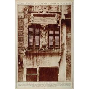  1923 Christopher Columbus House Genoa Italy Rotogravure 