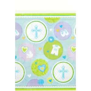   Lets Party By Amscan Sweet Blessing Blue Tablecover 