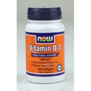  NOW Foods   Vitamin D 3 400 IU 180 softgels Health 
