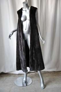 VINTAGE Black MINK+Fur Long REMOVABLE Vest Lining Black Coat Dress 