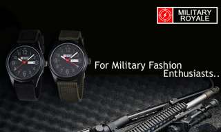 New Military Royale Army Mens Boys Watch Quartz Fabric Stainless 