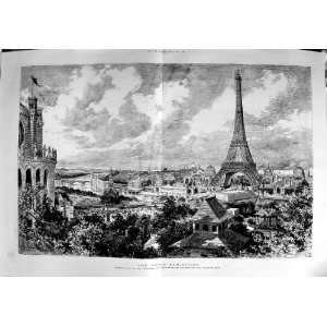  1889 Paris Eifell Tower Trocadero Champ De Mars Print 