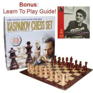  Kasparov Hand Carved Wooden Chess Set: Sports & Outdoors