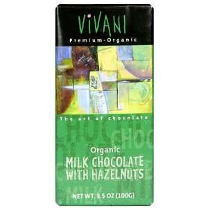 Vivani Premium Organic Chocolate Bars, Milk Chocolate with Hazelnuts 