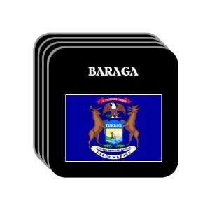US State Flag   BARAGA, Michigan (MI) Set of 4 Mini Mousepad Coasters